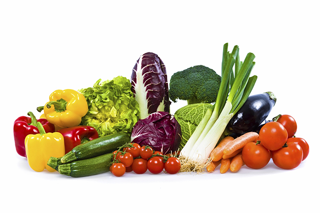 isolated colorful vegetable arrangement
