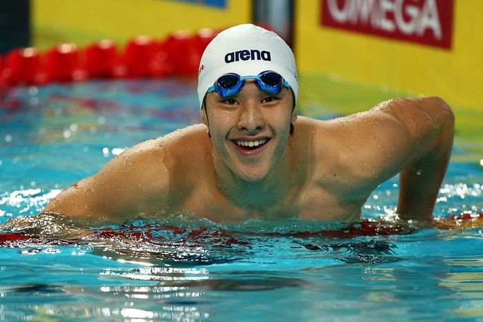ISTANBUL, TURKEY - DECEMBER 13: Daiya Seto of Japan celebrates after winning the Men's 400m Individual Medley Final during day two of the 11th FINA Short Course World Championships at the Sinan Erdem Dome on December 13, 2012 in Istanbul, Turkey. (Photo by Clive Rose/Getty Images)