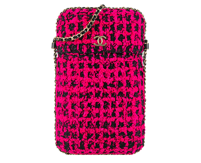 Phone Holder Tweed & Light Gold Metal Pink and Black ราคา 81,500