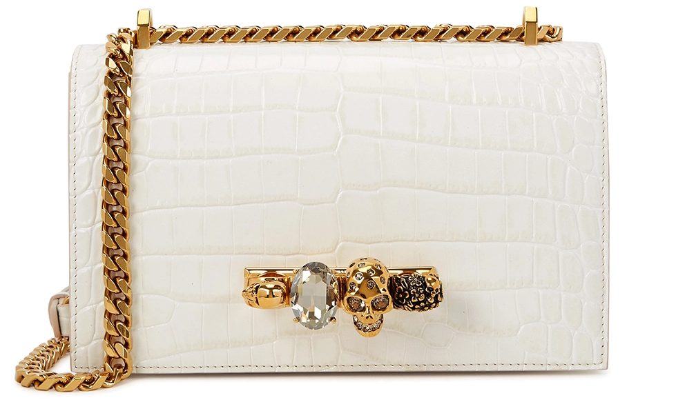 กระเป๋าแบรนด์เนมสีขาว Alexander McQueen Jeweled Satchel