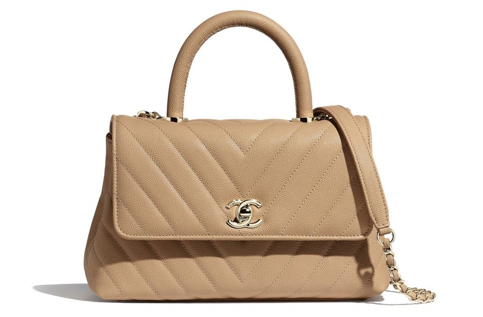 กระเป๋าแบรนด์ Chanel โทนนู้ด รุ่น Small Flap Bag with Top Handle