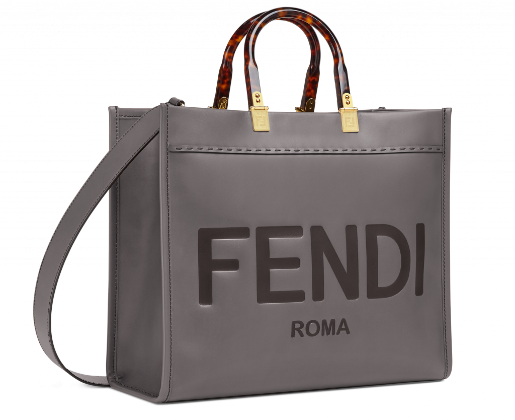 กระเป๋าแบรนด์ FENDI Sunshine Shopper สีเทา