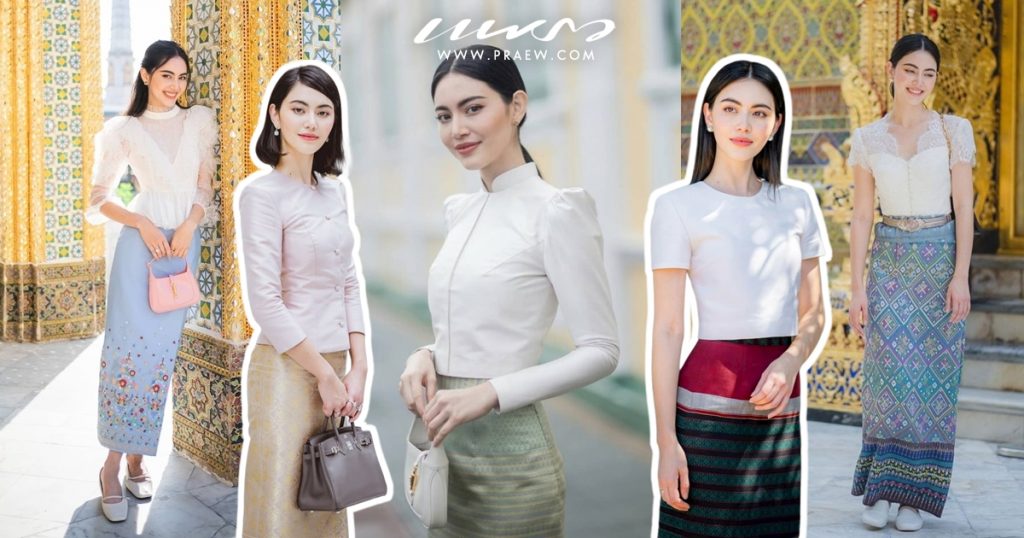 งดงามทุกสไตล์ ชุดผ้าไทย ใหม่ ดาวิกา หน้าลูกครึ่ง แต่แต่งขึ้นมากแม่