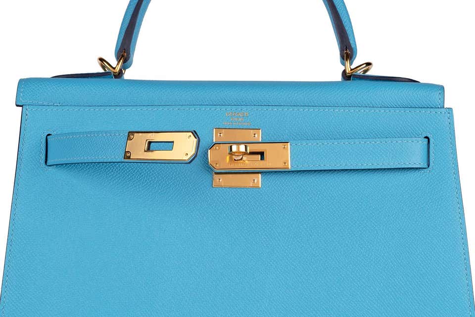 Hermes Kelly 28 Blue de Nord Epsom Sellier Bag Gold Hardware
