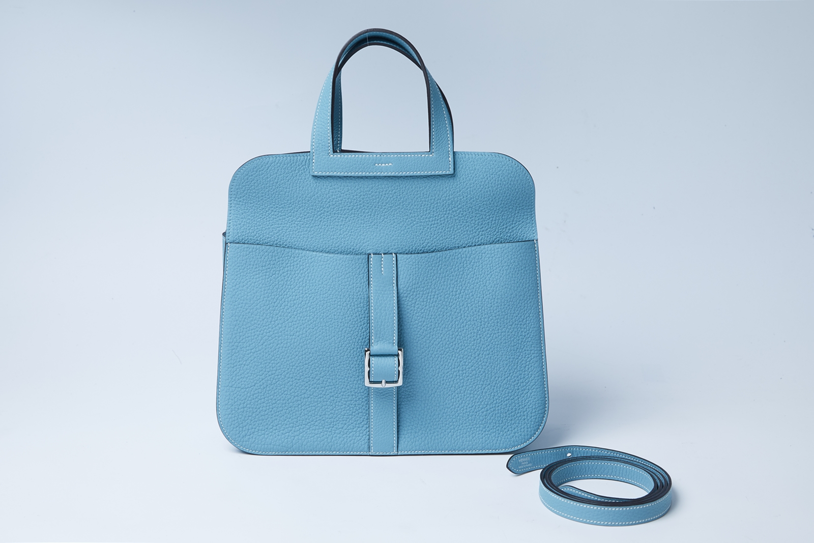 NEW! กระเป๋า Hermès รุ่น Halzan 31 หนัง​ Taurillon Clemence สี Blue Saint